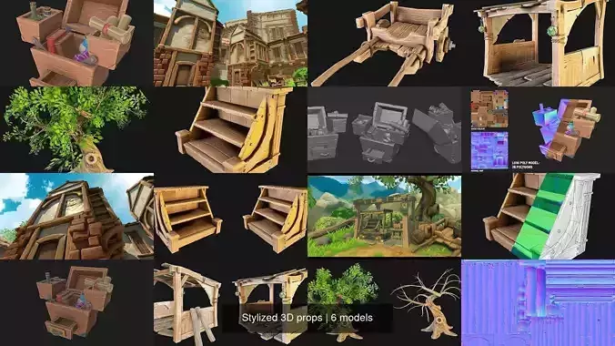 Stylized 3D props 3D Model Collection