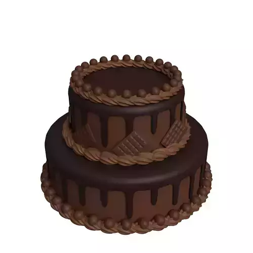 Birthday Chocolate Cake Low-poly 3D model