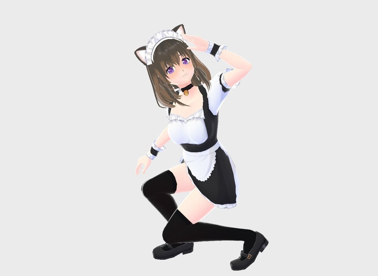 3D low poly female avatar for vrchat and for vtubing Low-poly 3D model_9