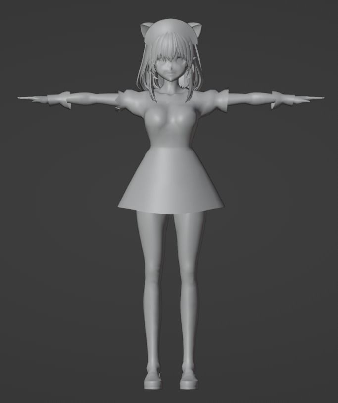 3D low poly female avatar for vrchat and for vtubing Low-poly 3D model_12