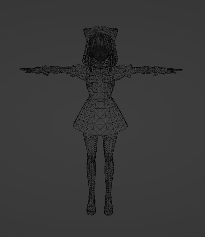 3D low poly female avatar for vrchat and for vtubing Low-poly 3D model_14
