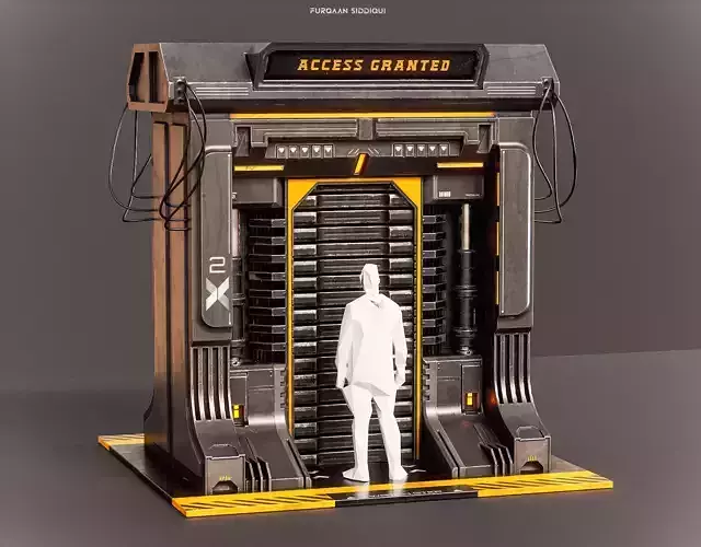 Sci-fi Door X2 PBR Low-poly 3D model