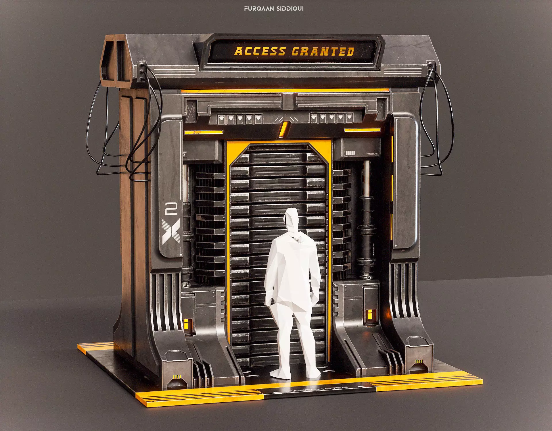 Sci-fi Door X2 PBR Low-poly 3D model_0