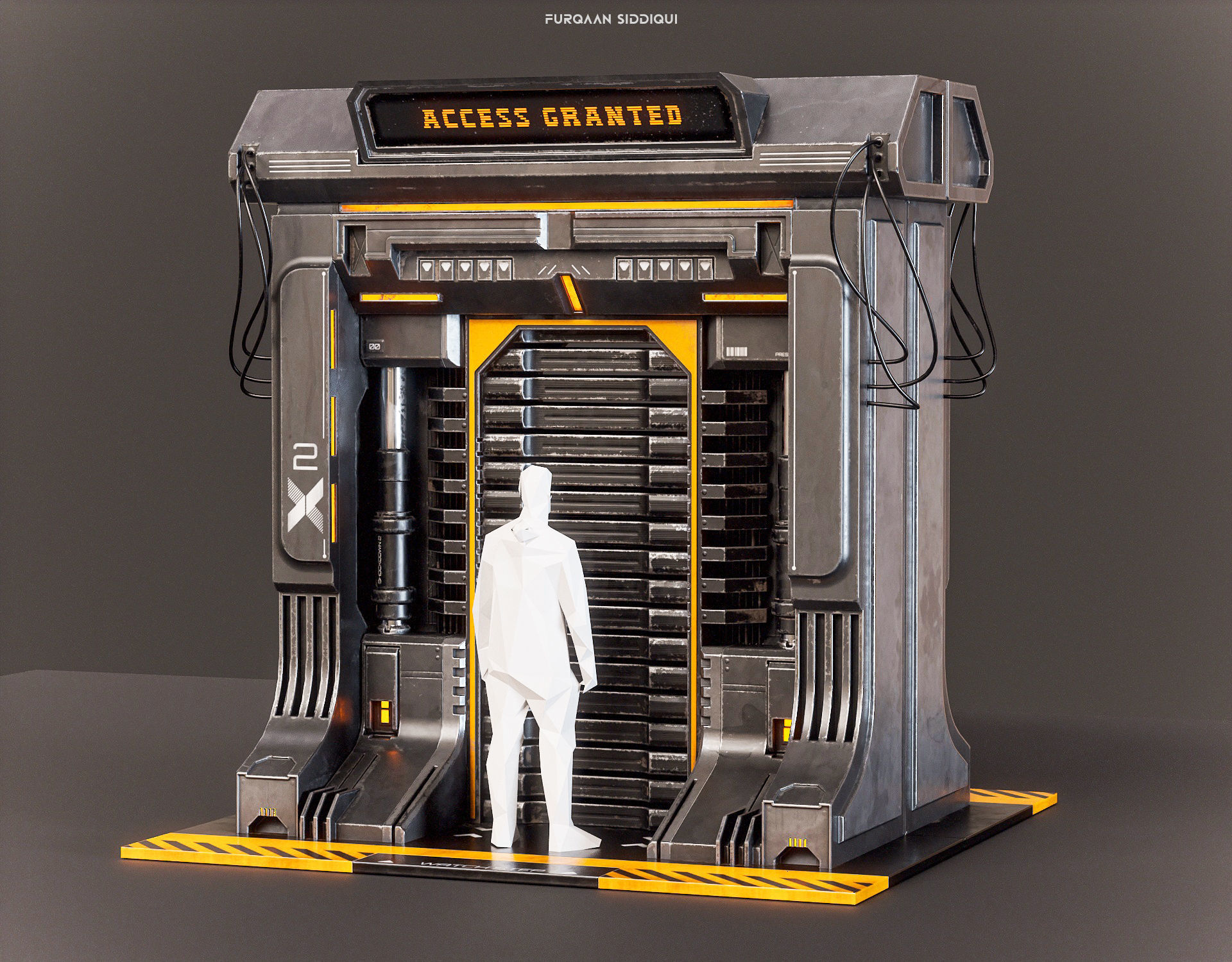 Sci-fi Door X2 PBR Low-poly 3D model_2