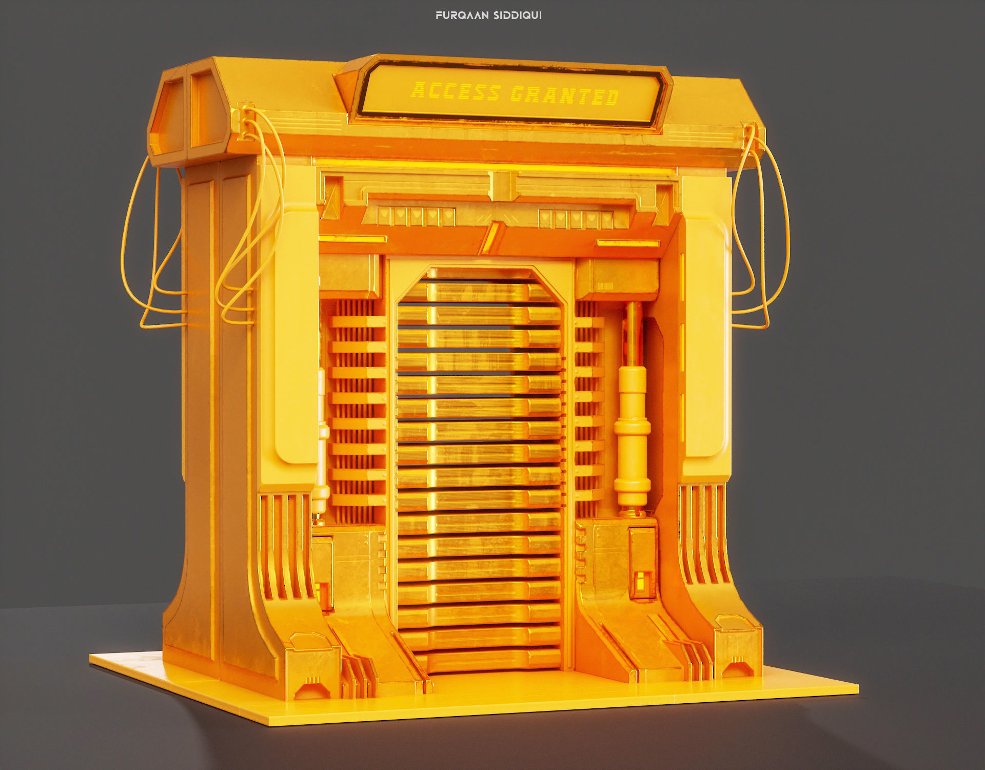 Sci-fi Door X2 PBR Low-poly 3D model_10