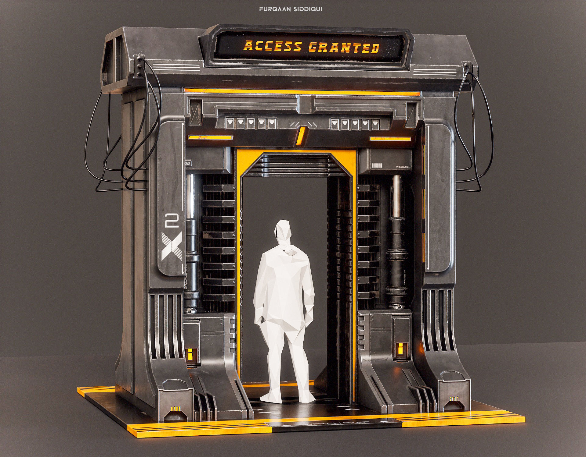 Sci-fi Door X2 PBR Low-poly 3D model_4