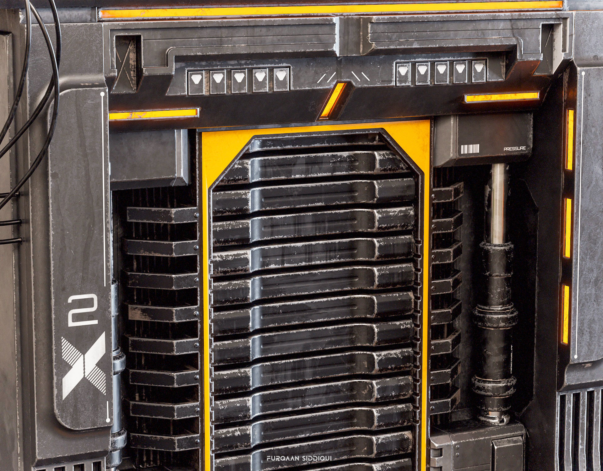 Sci-fi Door X2 PBR Low-poly 3D model_5