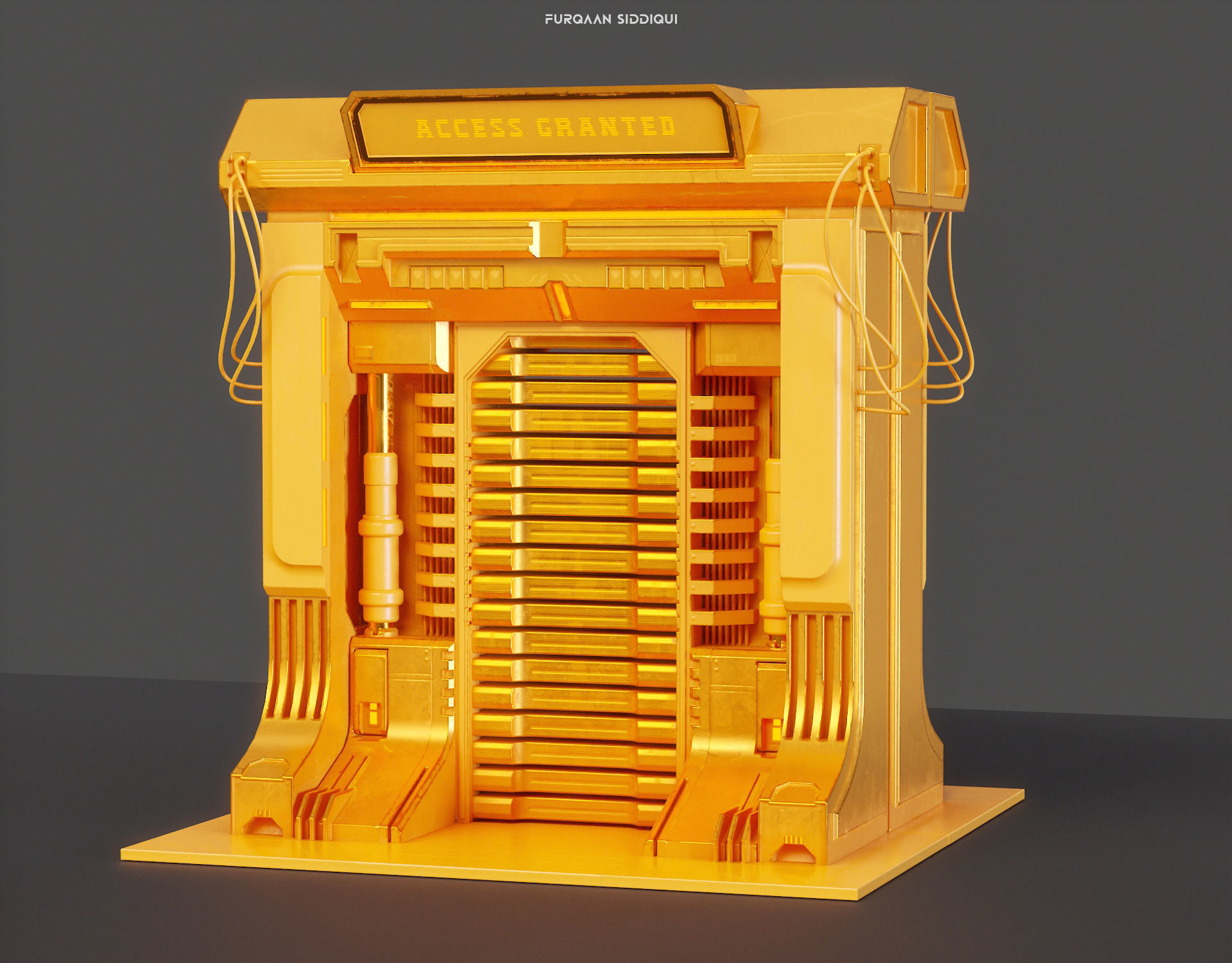 Sci-fi Door X2 PBR Low-poly 3D model_11