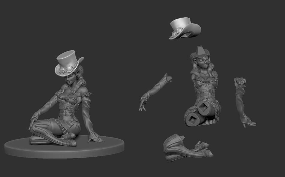 Steampunk Girl 3D Print Model 3D print model_4