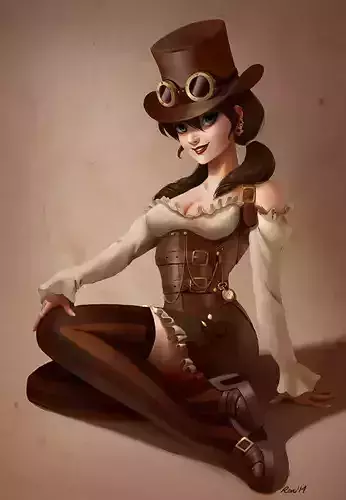 Steampunk Girl 3D Print Model 3D print model