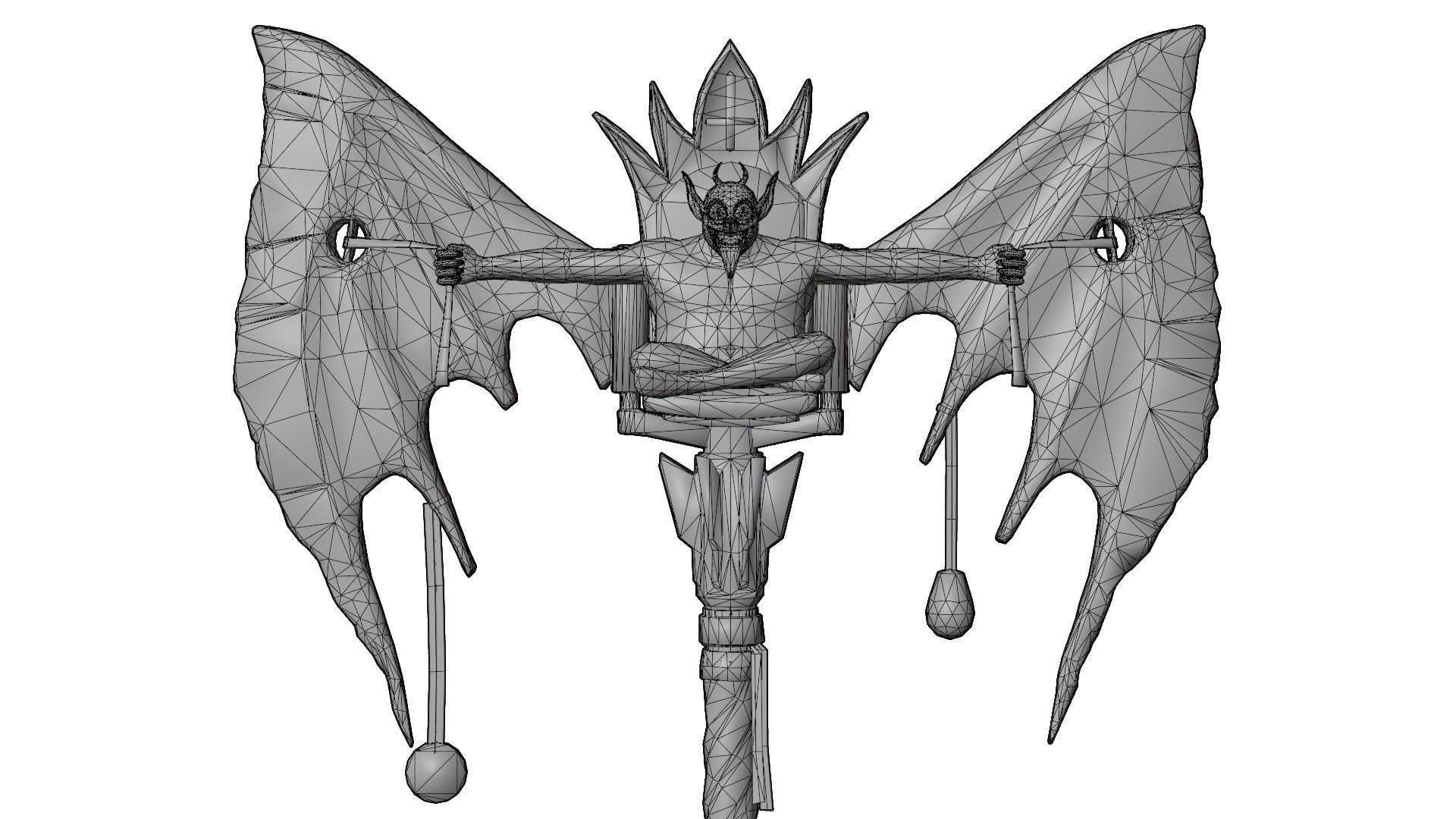 Stylized PBR Demon Battle Axe Game Weapon Prop model Low-poly 3D model_8