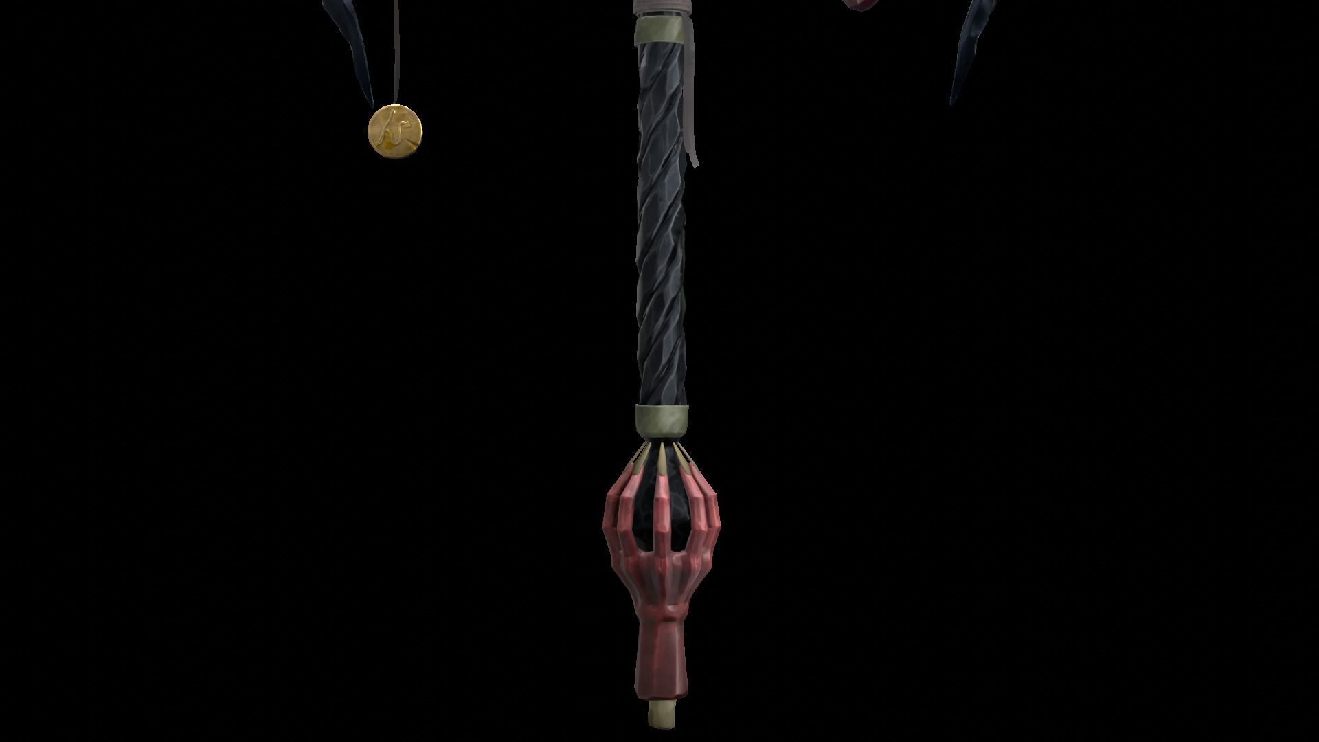 Stylized PBR Demon Battle Axe Game Weapon Prop model Low-poly 3D model_5