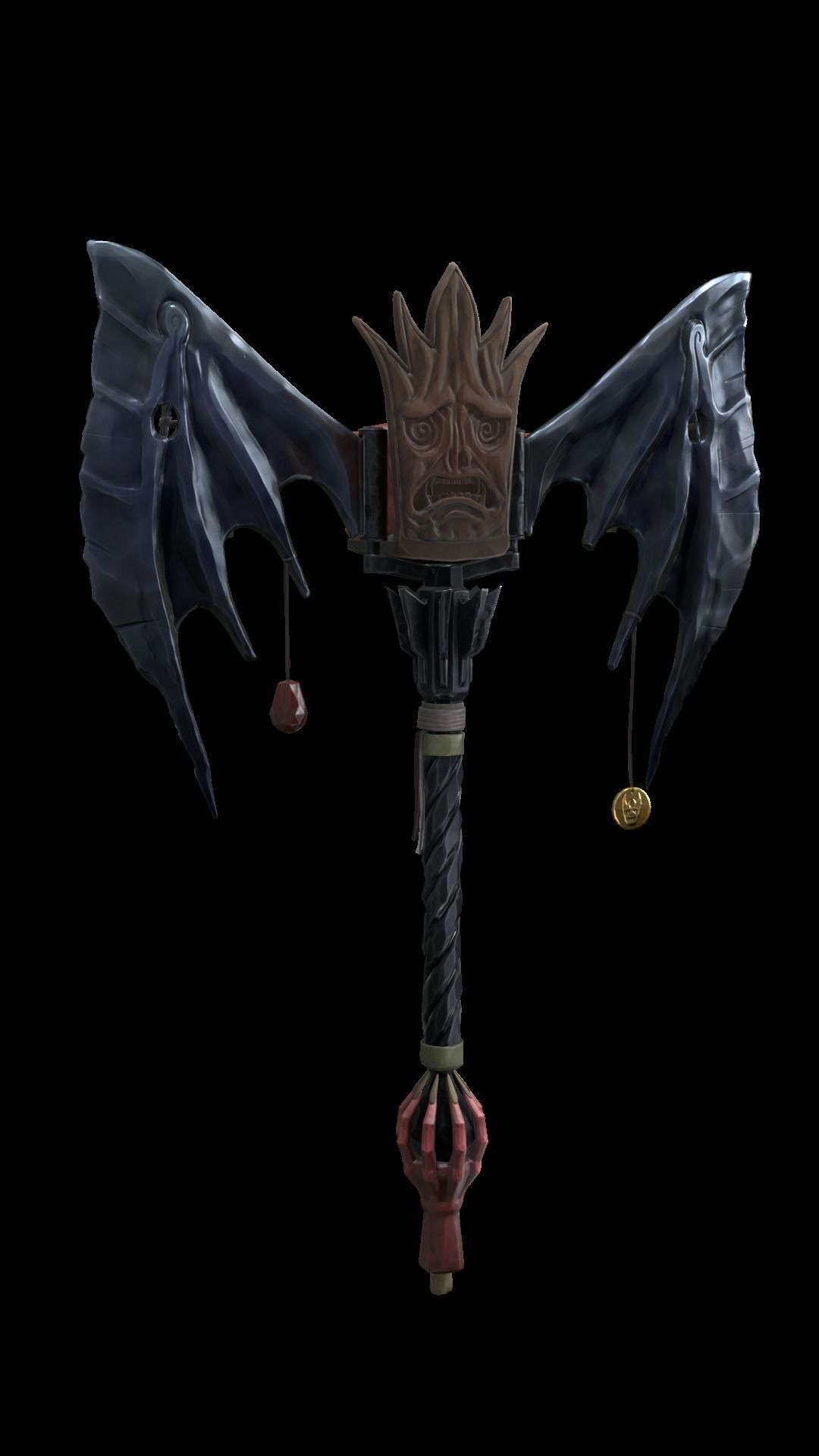 Stylized PBR Demon Battle Axe Game Weapon Prop model Low-poly 3D model_7