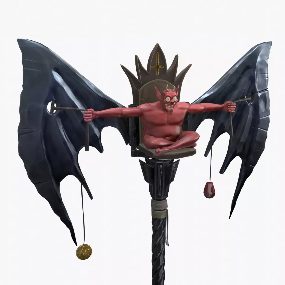 Stylized PBR Demon Battle Axe Game Weapon Prop model Low-poly 3D model_0