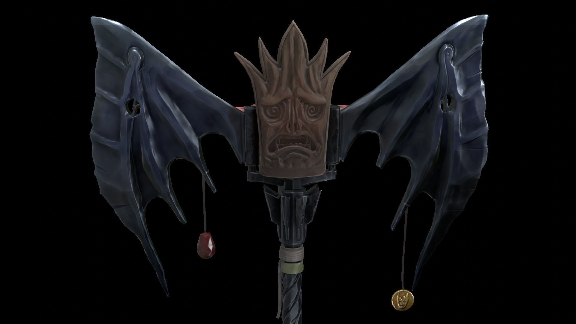 Stylized PBR Demon Battle Axe Game Weapon Prop model Low-poly 3D model_3