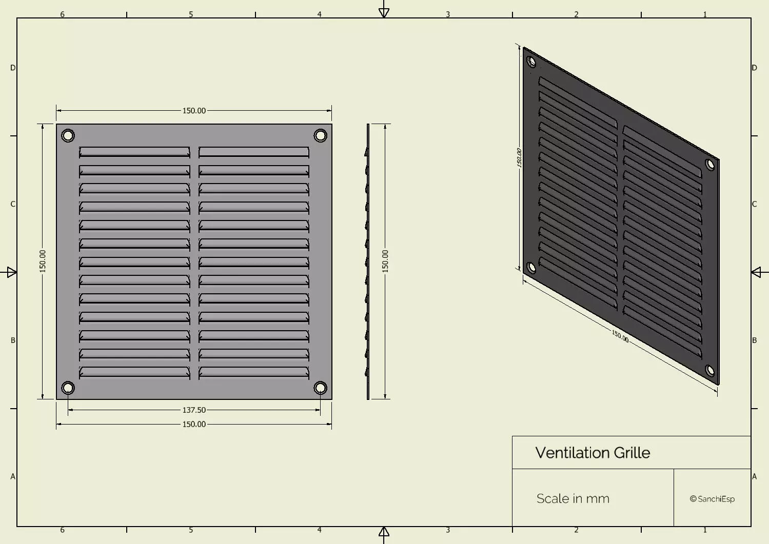 Ventilation Grille 3D print model