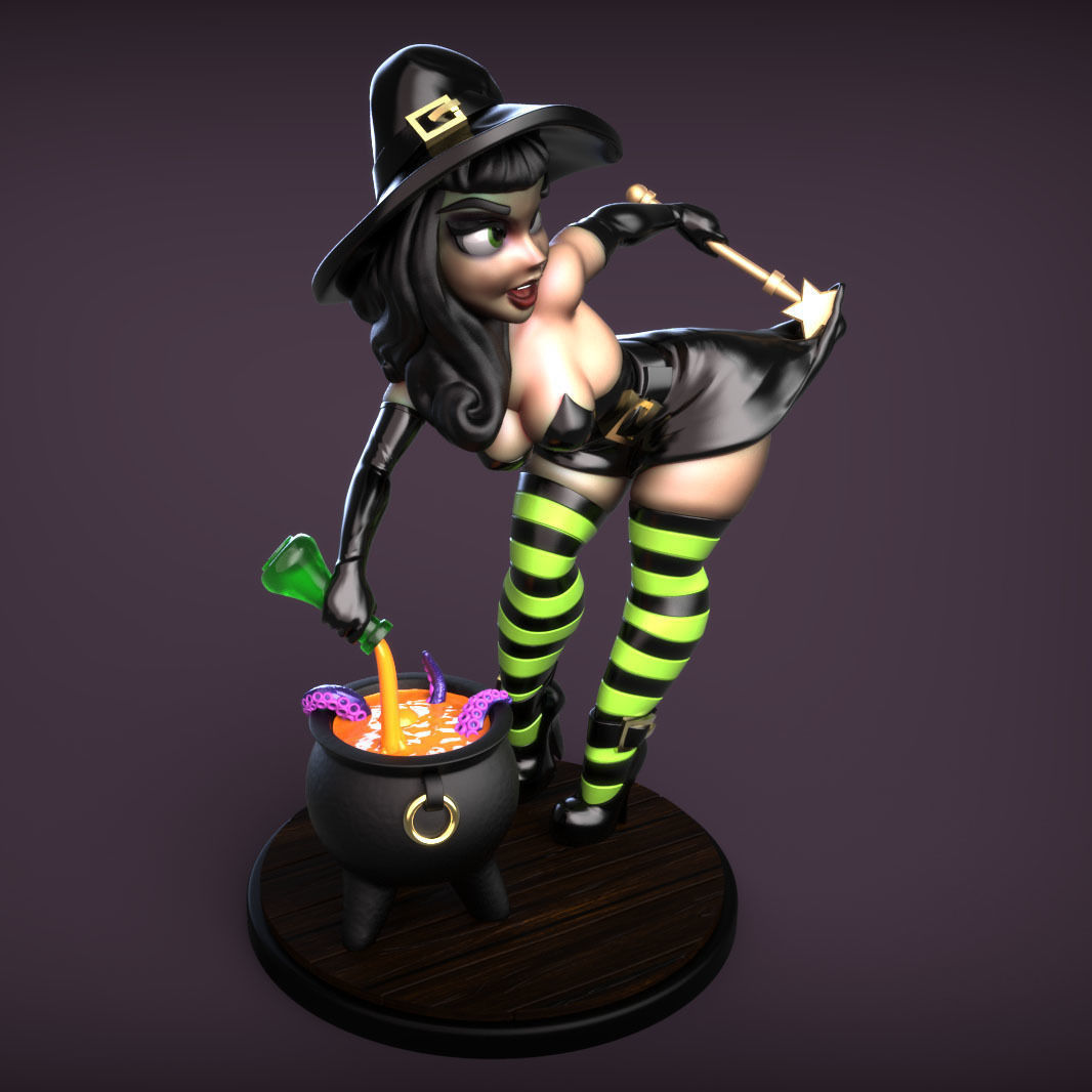 Witch Pinup 3D Printing Creation 3D print model_2