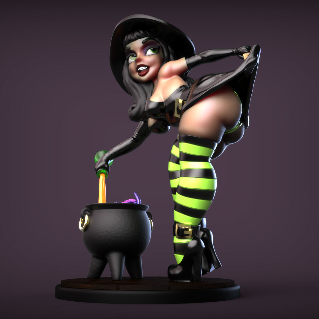 Witch Pinup 3D Printing Creation 3D print model_4
