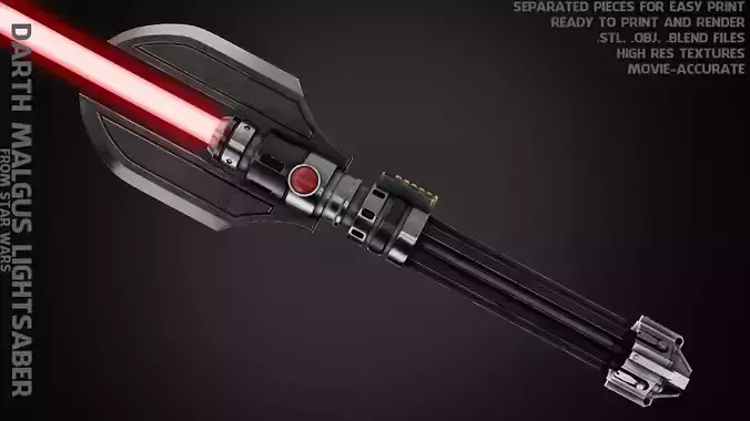 Star Wars Darth Malgus Lightsaber for Cosplay 3D print model
