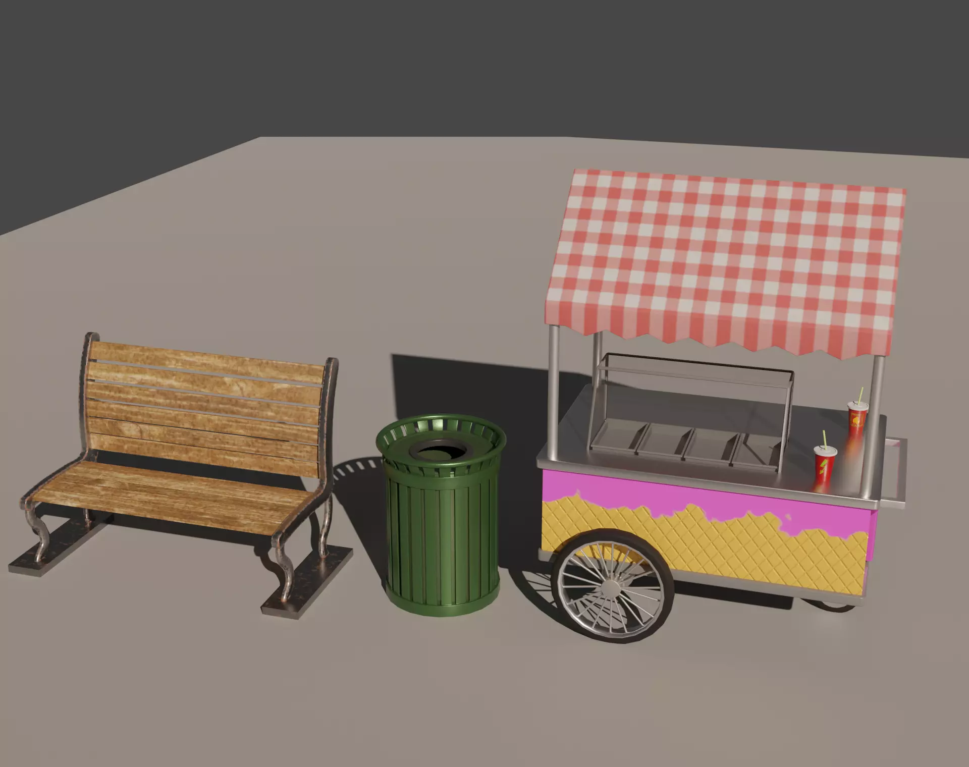 Park Props Low-poly 3D model_0