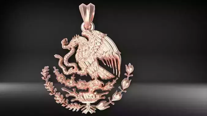 3D Mexican Coat Of Arms Eagle Emblem Pendant Necklace 3D print model
