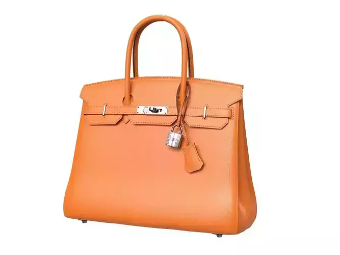 Hermes Birkin Bag Orange Leather Low-poly 3D model