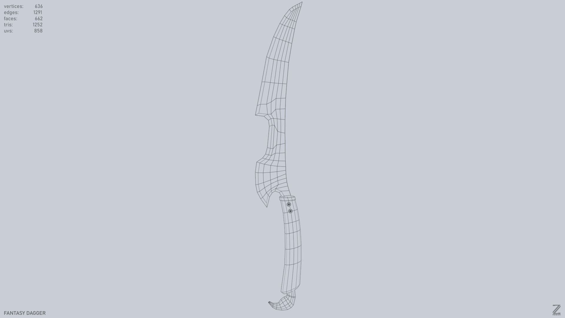 Fantasy dagger Low-poly 3D model_9