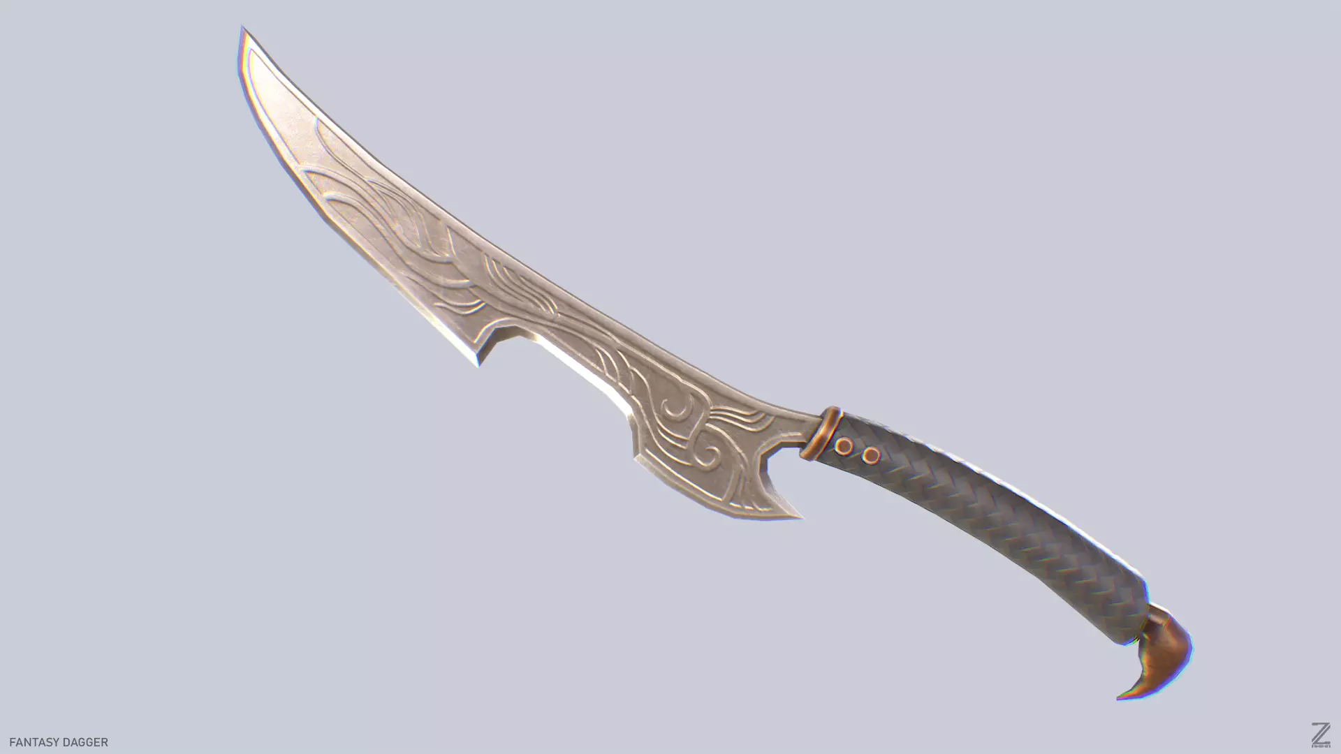Fantasy dagger Low-poly 3D model_0
