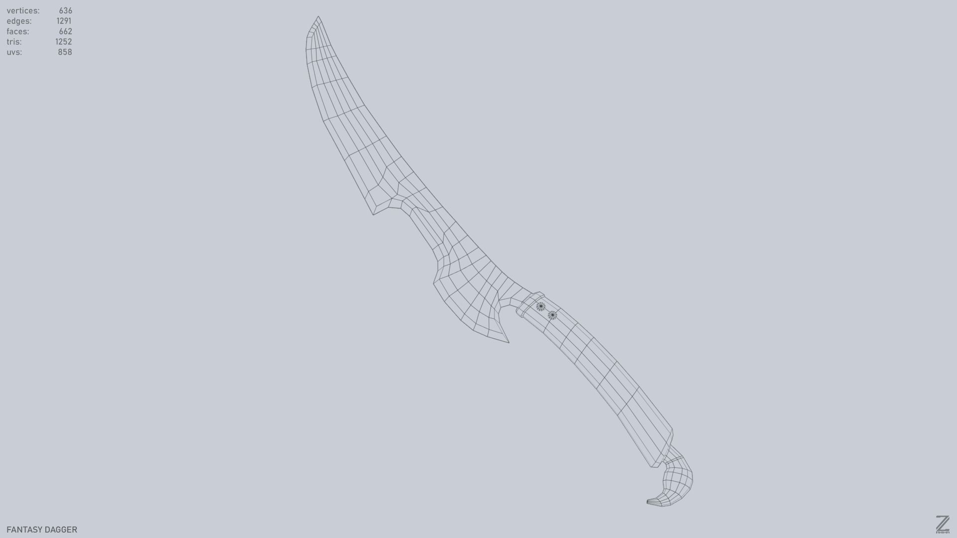 Fantasy dagger Low-poly 3D model_10