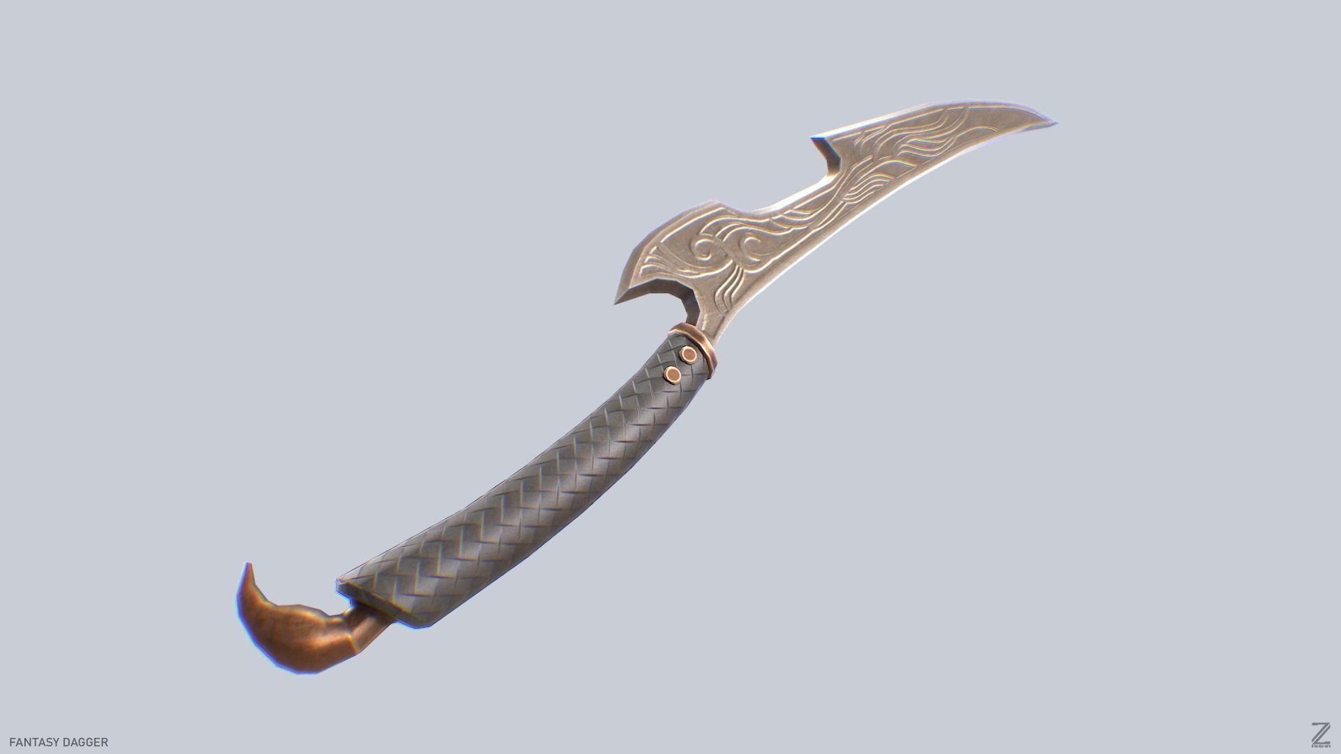 Fantasy dagger Low-poly 3D model_5
