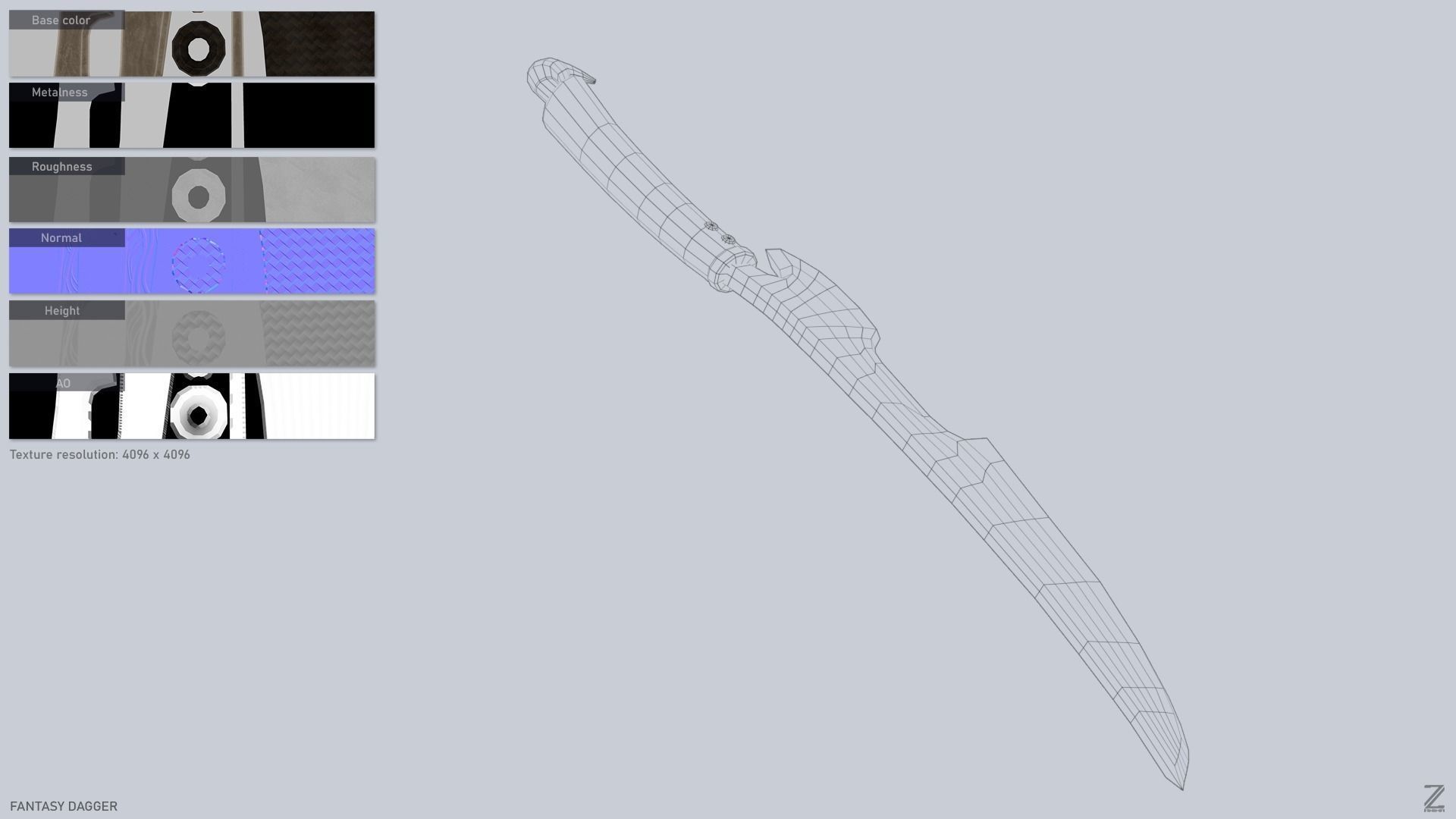 Fantasy dagger Low-poly 3D model_3