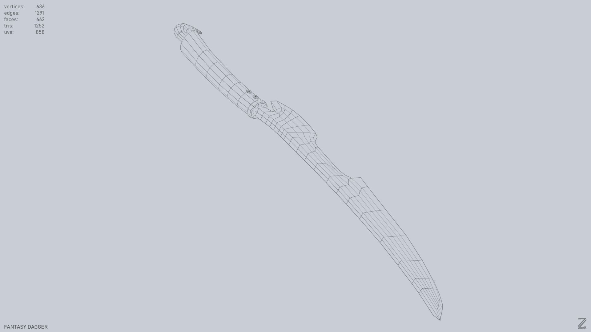 Fantasy dagger Low-poly 3D model_15