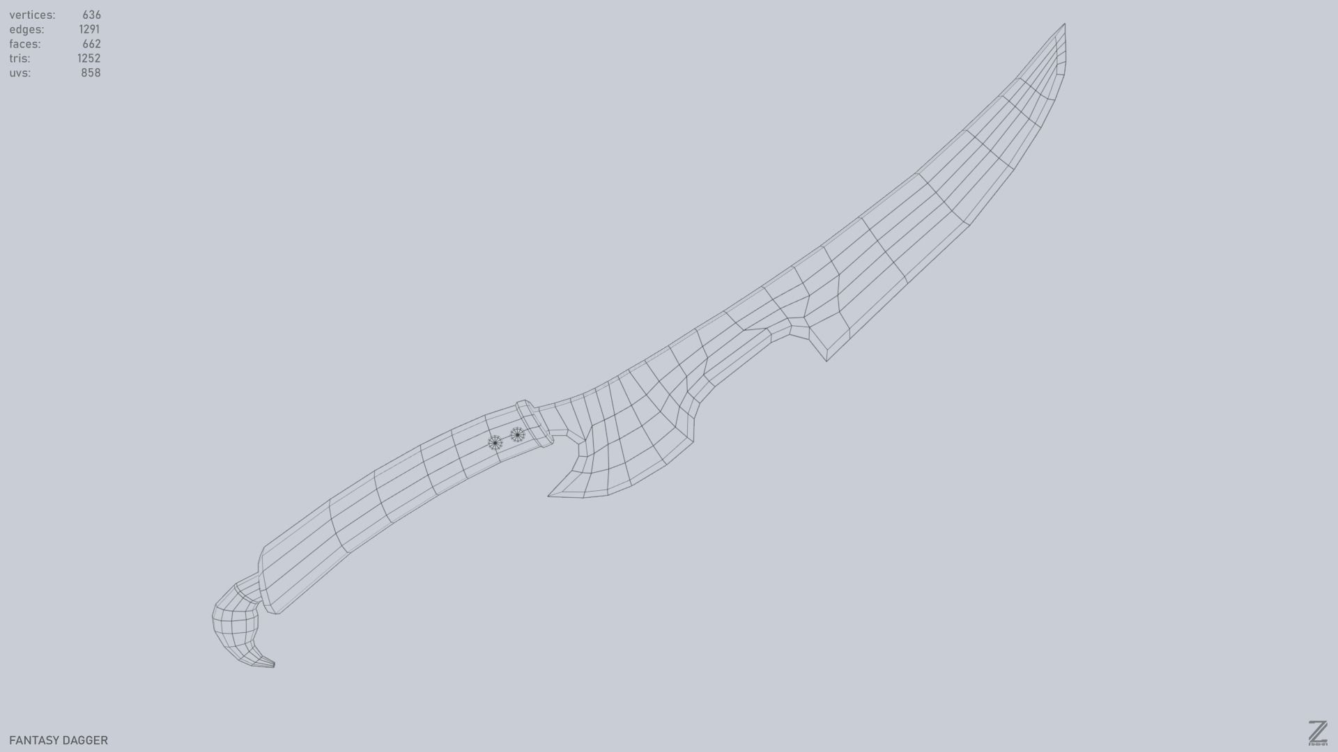 Fantasy dagger Low-poly 3D model_13