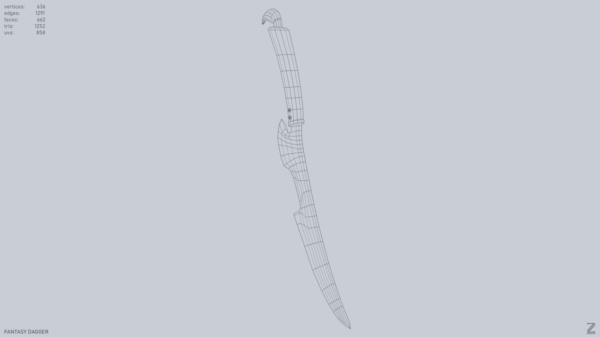 Fantasy dagger Low-poly 3D model_12