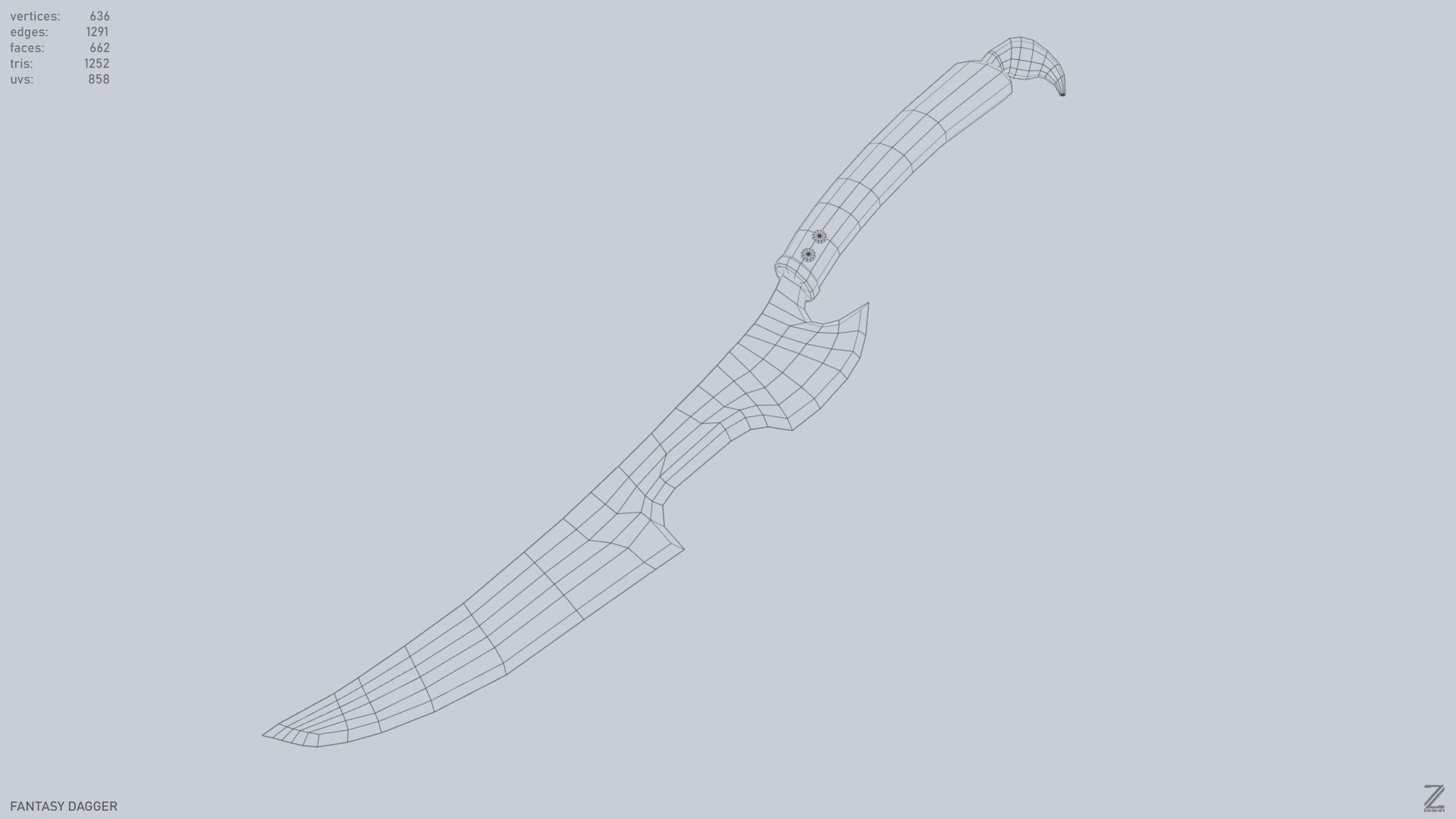 Fantasy dagger Low-poly 3D model_11
