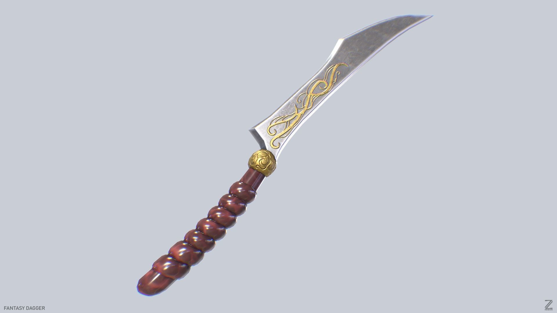 Fantasy dagger Low-poly 3D model_6