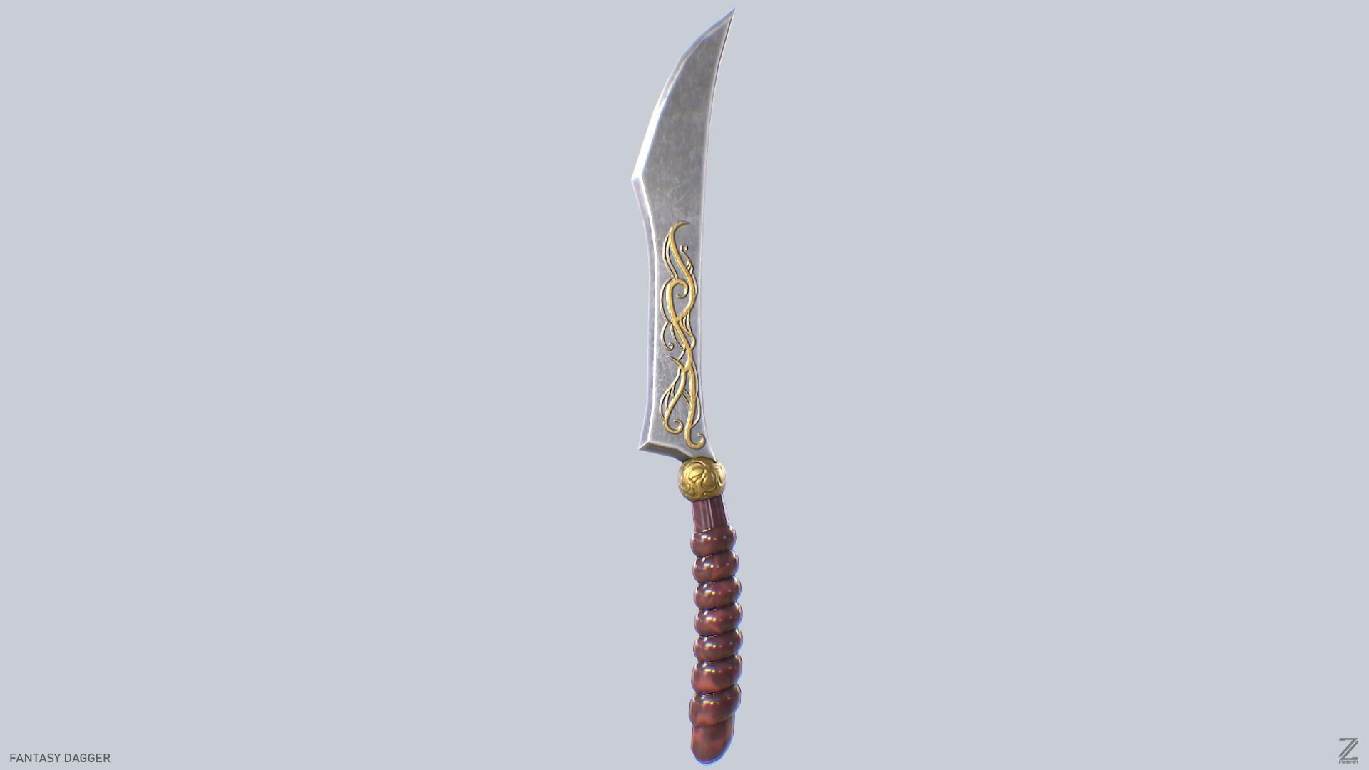 Fantasy dagger Low-poly 3D model_2