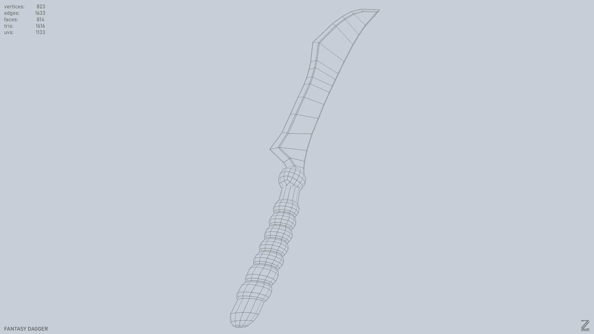Fantasy dagger Low-poly 3D model_15