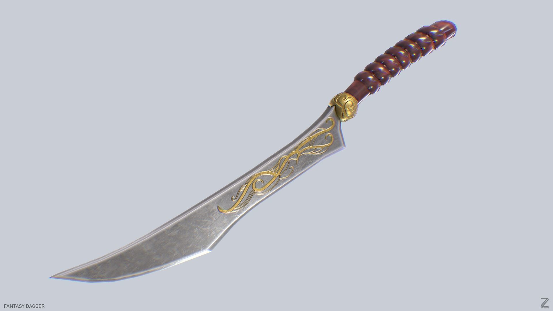 Fantasy dagger Low-poly 3D model_7