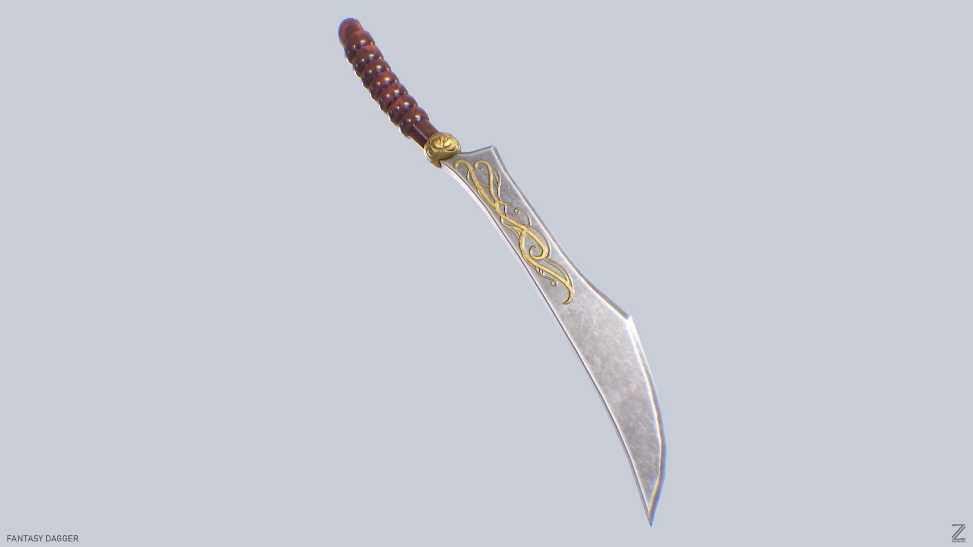 Fantasy dagger Low-poly 3D model_5
