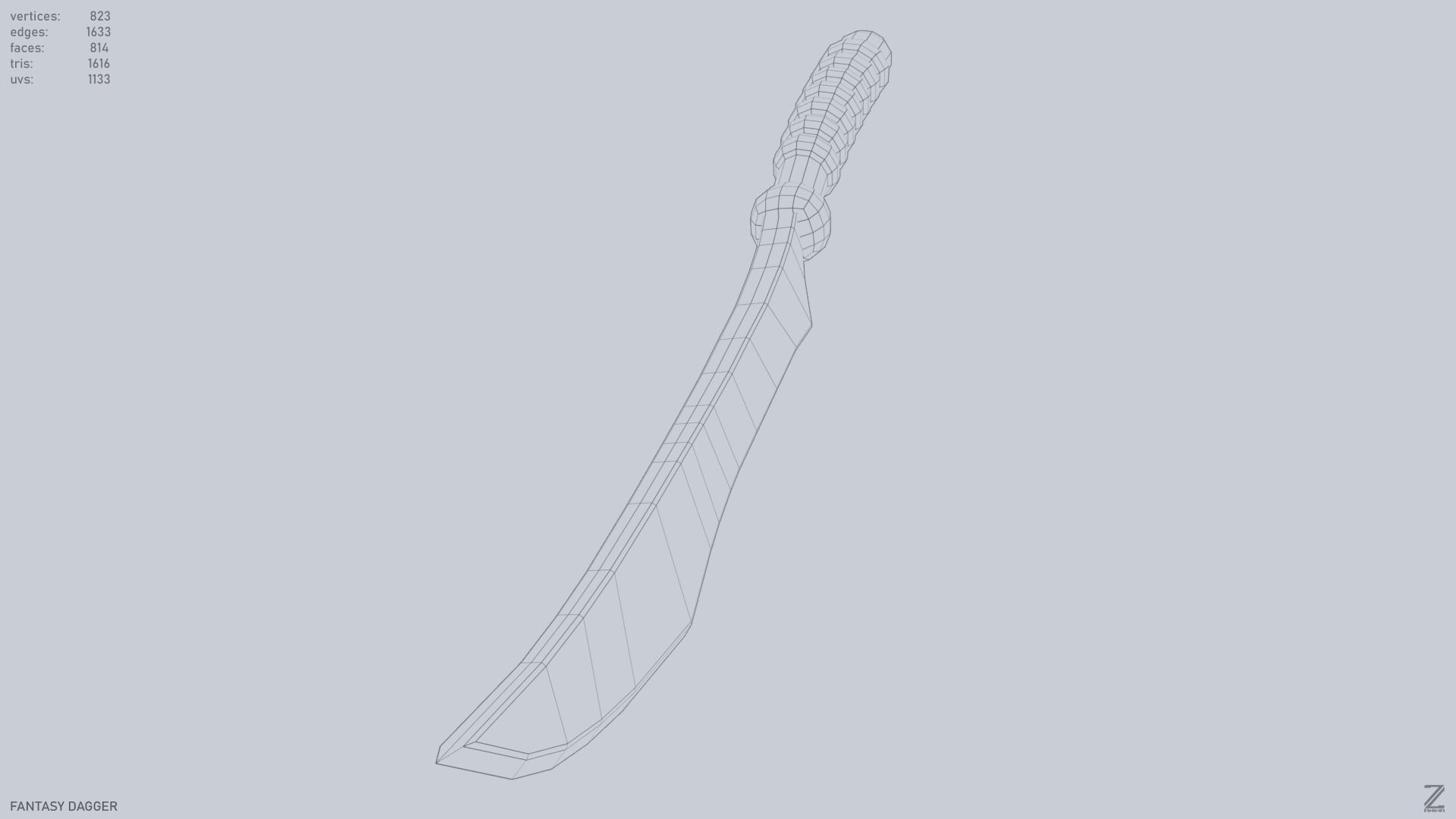 Fantasy dagger Low-poly 3D model_14
