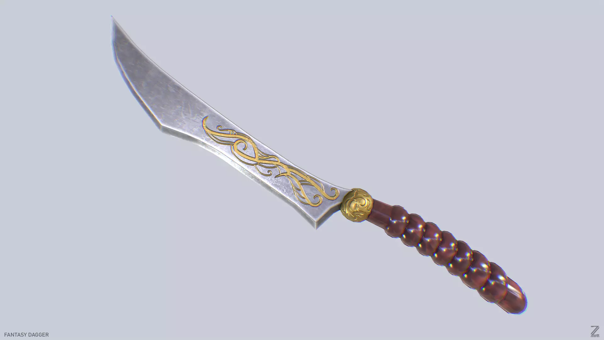 Fantasy dagger Low-poly 3D model_0