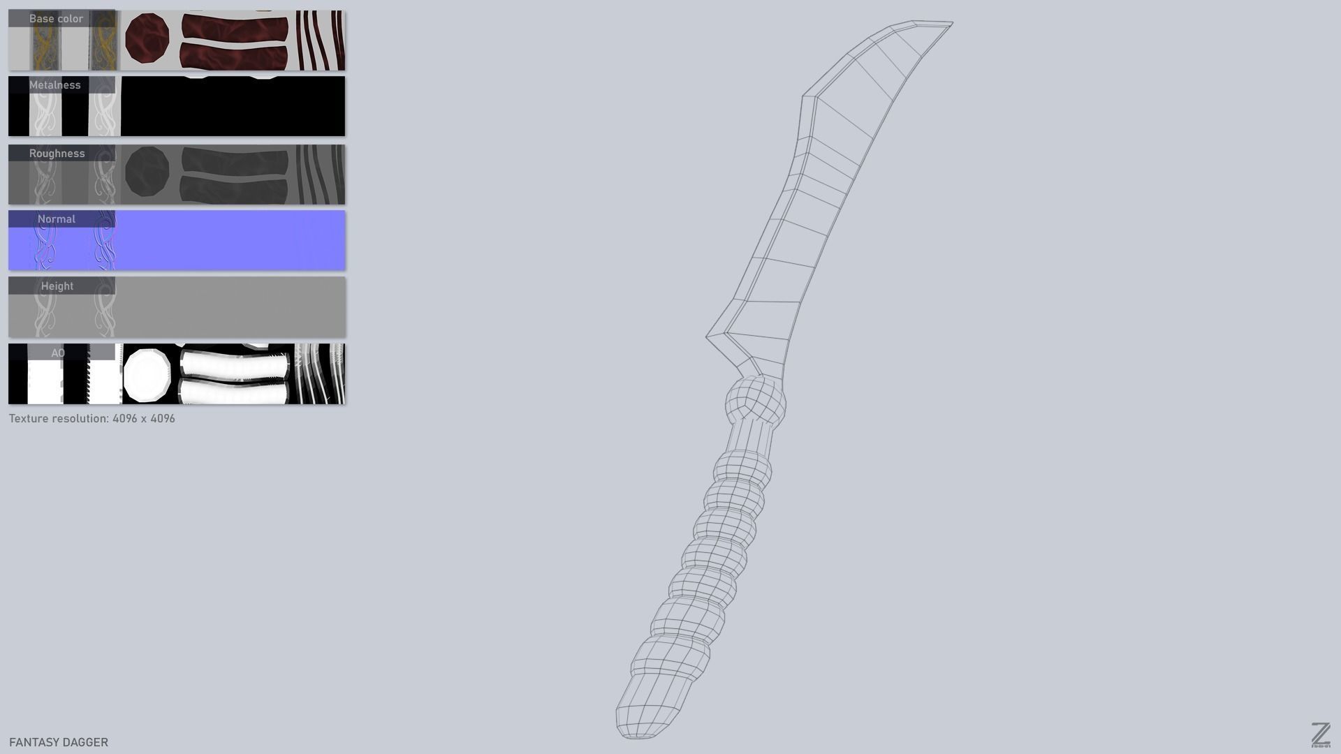 Fantasy dagger Low-poly 3D model_3