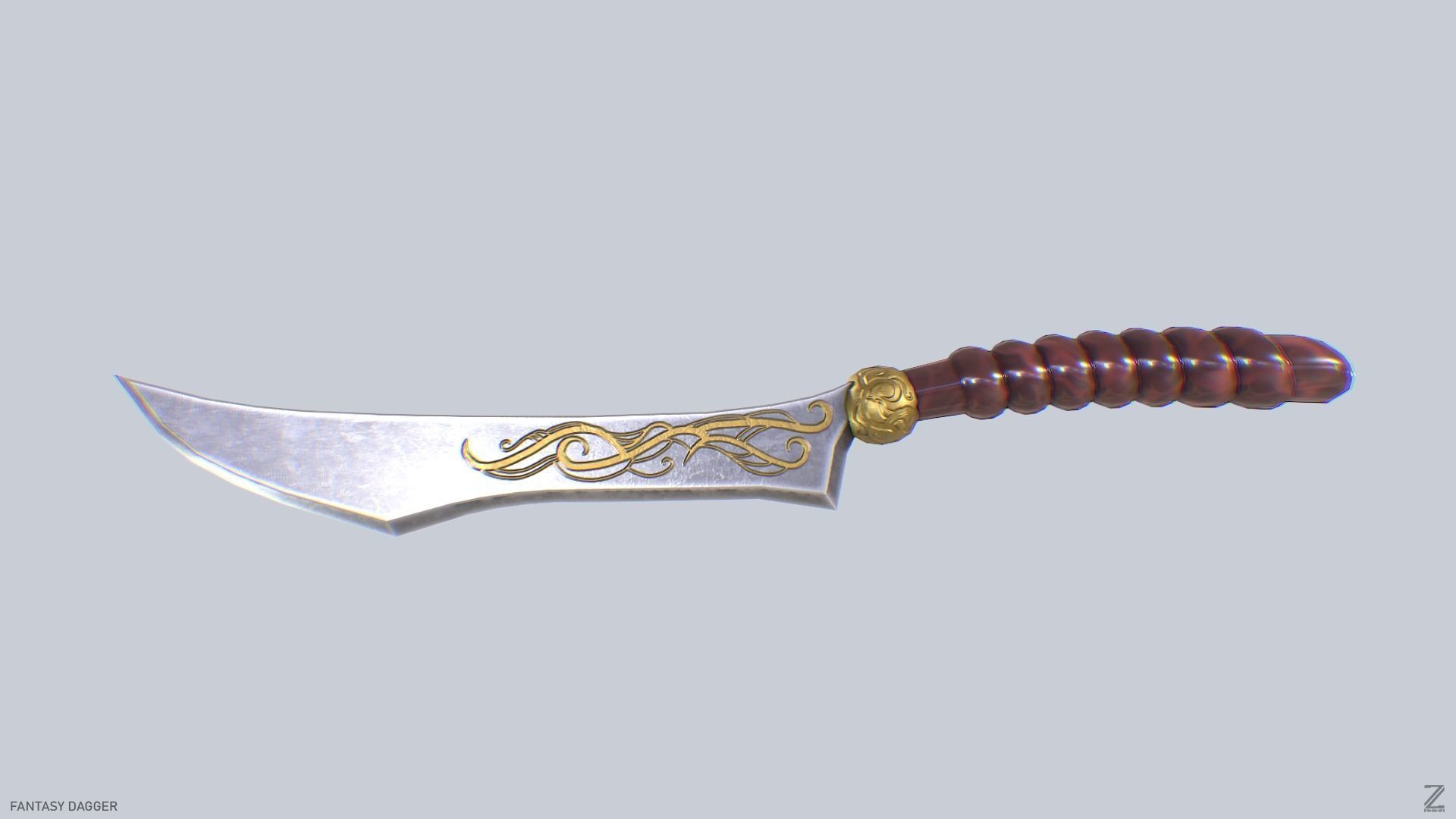 Fantasy dagger Low-poly 3D model_4