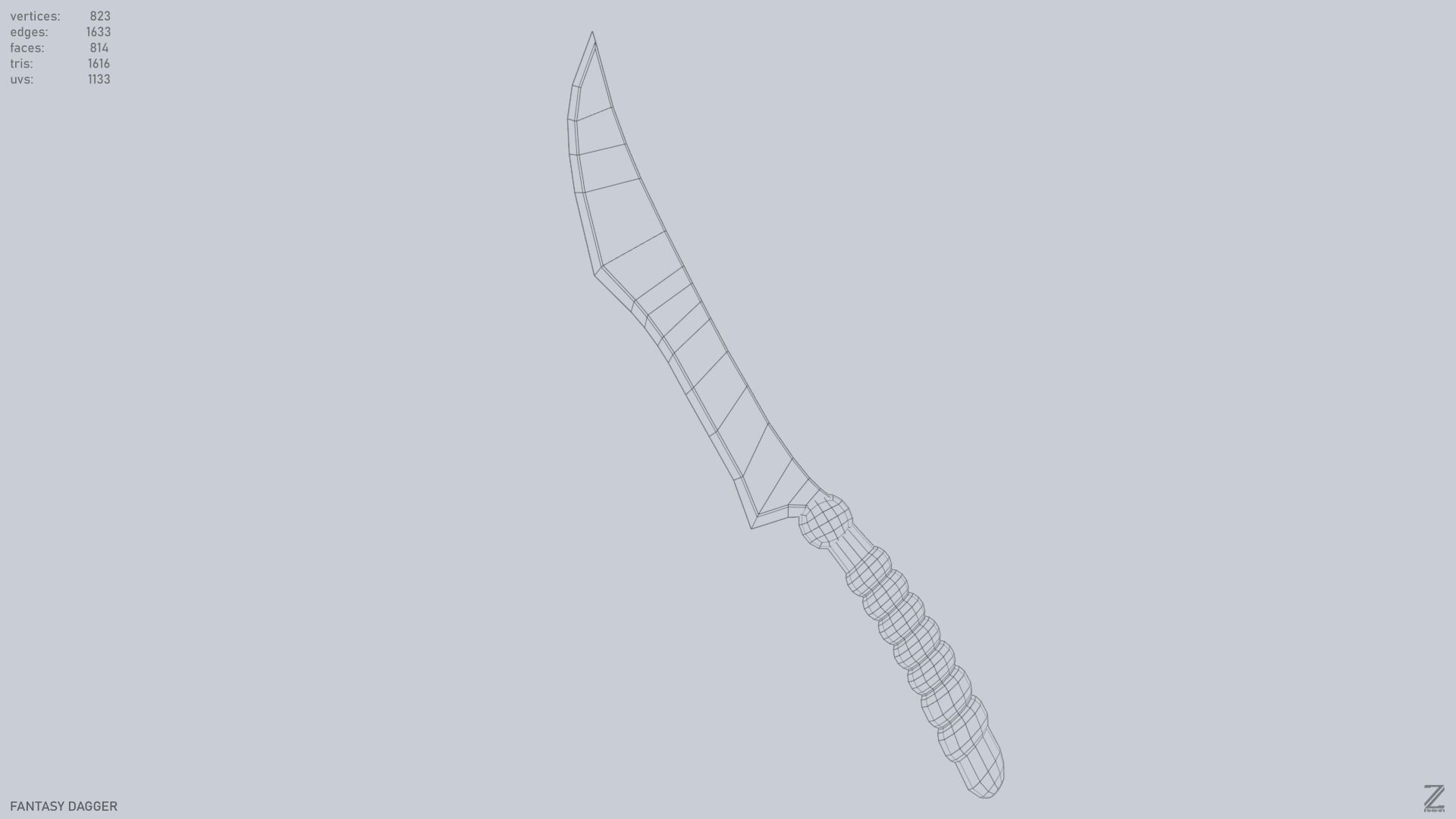 Fantasy dagger Low-poly 3D model_10