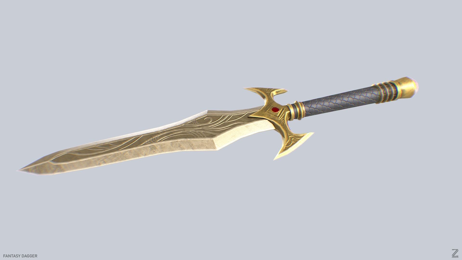 Fantasy dagger Low-poly 3D model_6