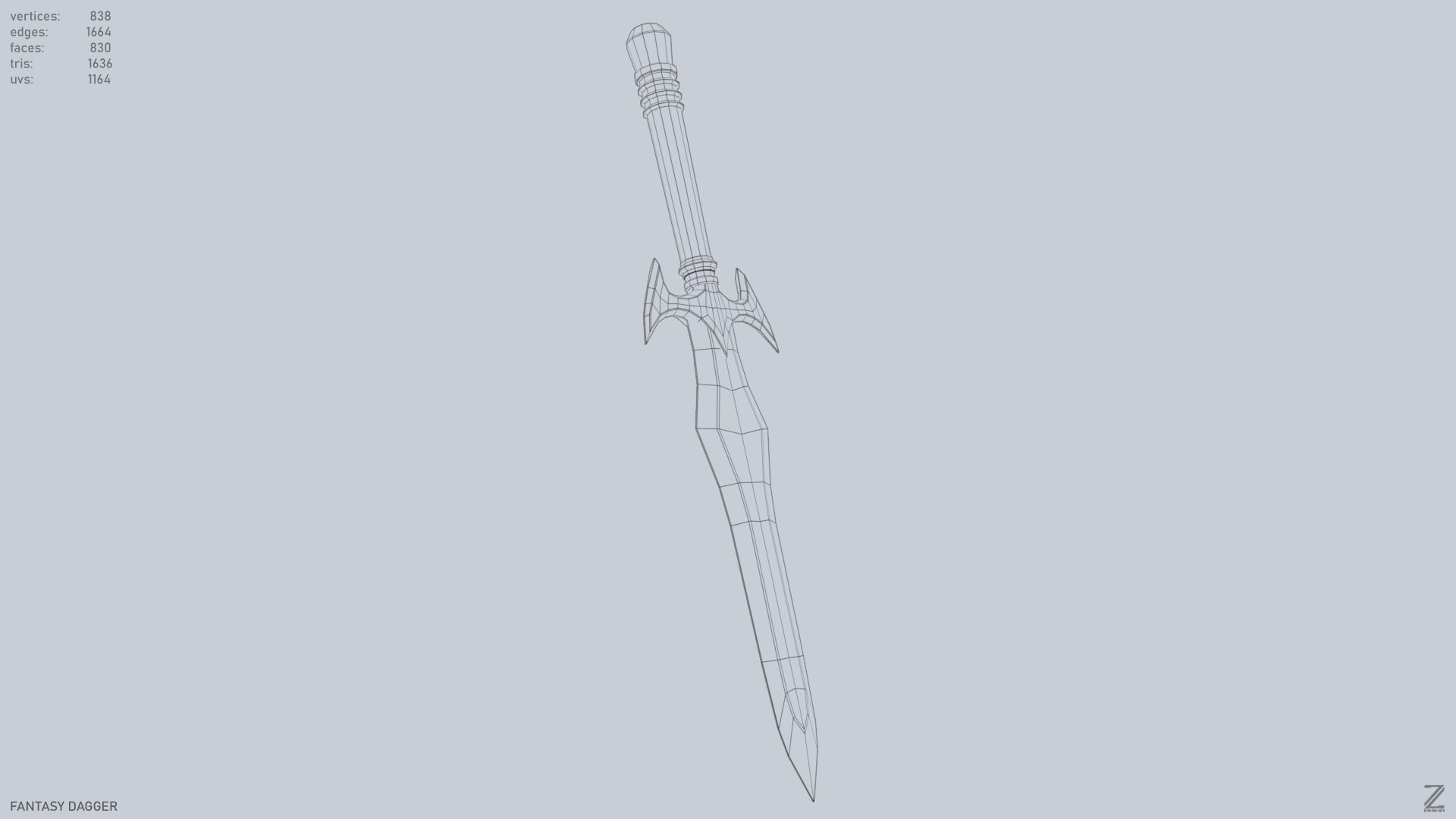 Fantasy dagger Low-poly 3D model_12
