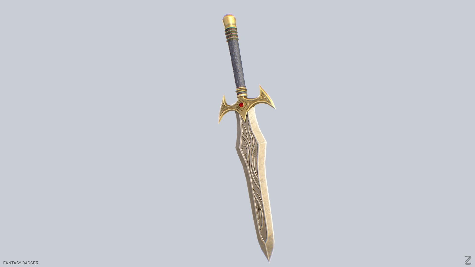 Fantasy dagger Low-poly 3D model_7
