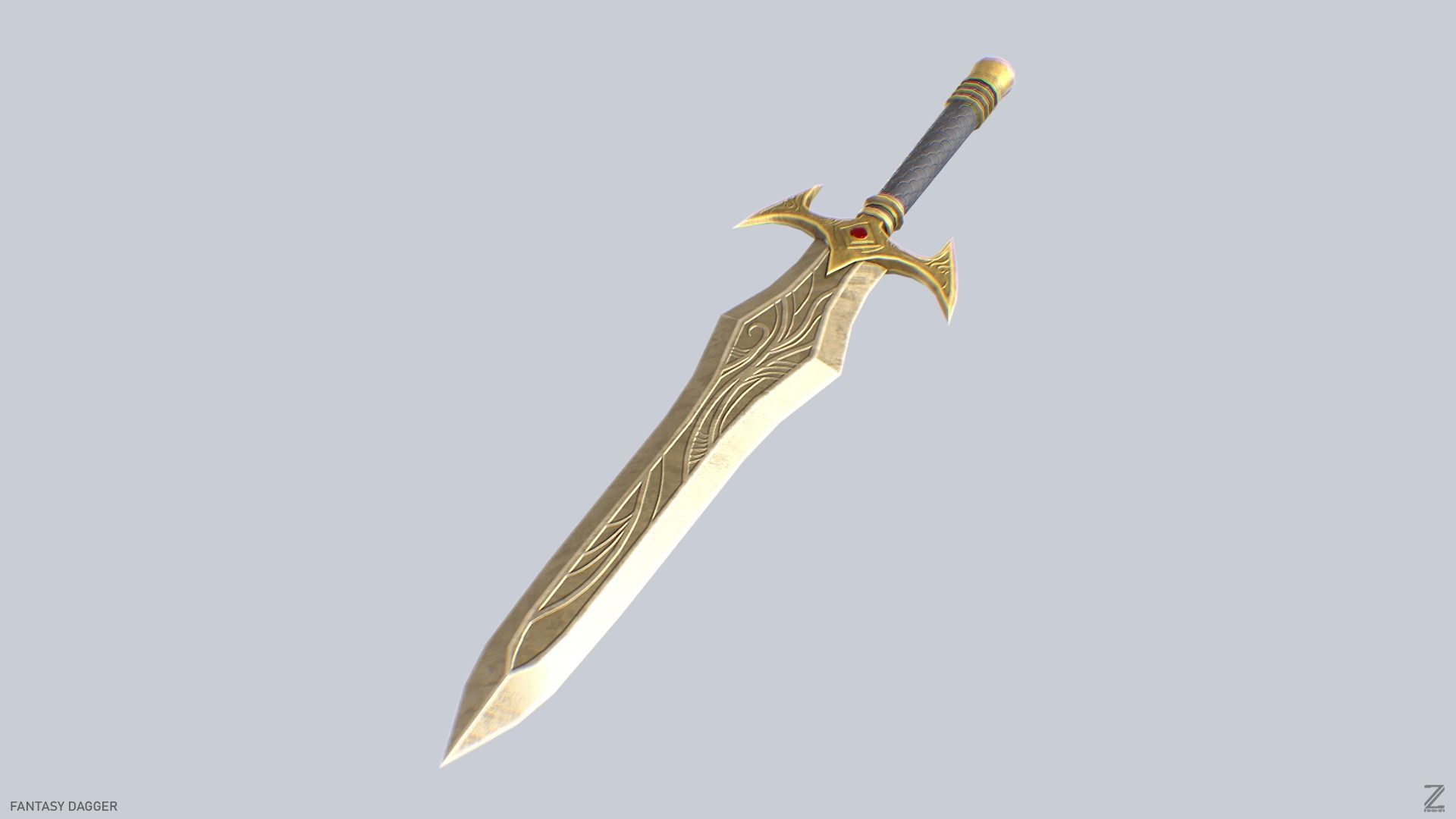 Fantasy dagger Low-poly 3D model_5