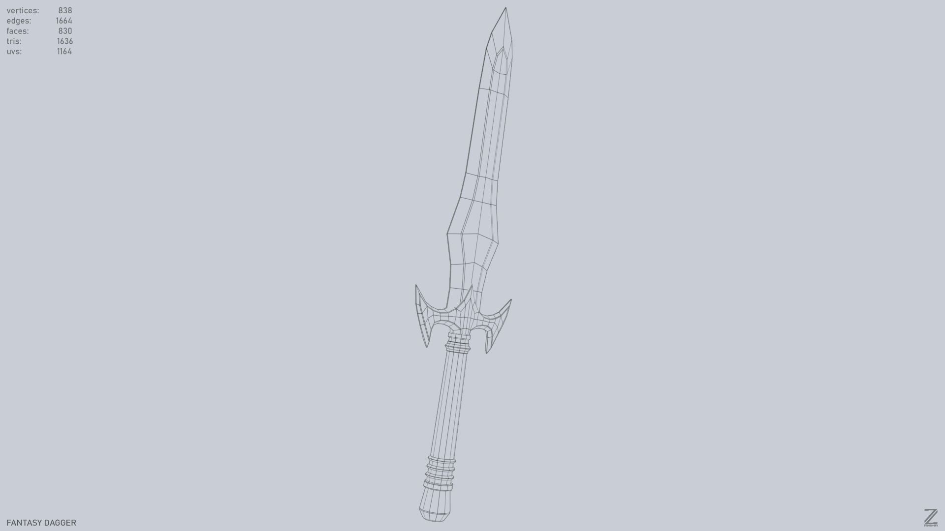 Fantasy dagger Low-poly 3D model_15